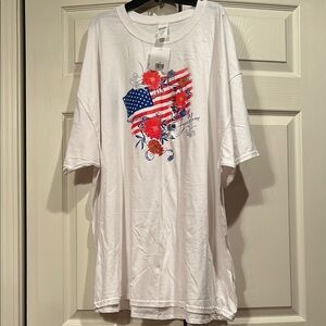 Gildan 3XL - White - Freedom Themed 100% Cotton T-Shirt